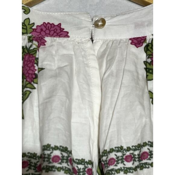 THML Midi Halter Sundress XS White Pink Floral A Line Tiered Voile Cotton Dress - Picture 6 of 14